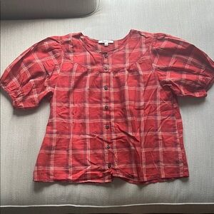 Madewell Women’s Red Checkered Button Down Shirt